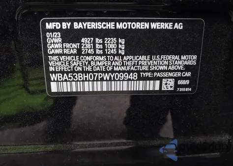 2023 BMW 530 I from USA, damaged, VIN WBA53BH07PWY09948